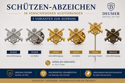 DEUMER Musikabzeichen Lyra | gold silber | Auflage Splint oder lange Nadel