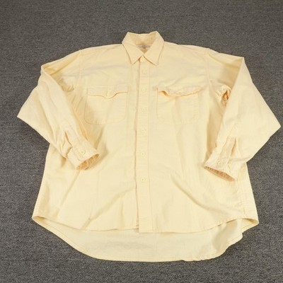 Vintage Edwin Shirt Mens Medium Yellow Flannel Button Front Made In Japan 80s