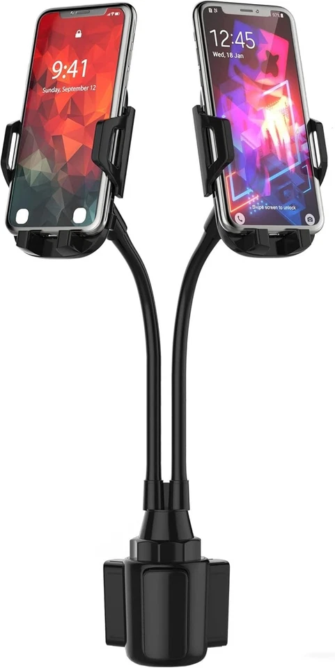 360° Rotatable Car Phone Mount for Cup Holders - Universal Dual Device Holder - Image 3 of 4