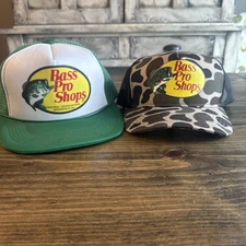 LIT OF 2 Bass Pro Shops VTG Style Blue Trucker Hat Sportsman Outdoor