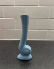 VTG MCM FRANKOMA 6" Snail Bud Cornucopia Vase #31 Glazed Sapulpa Red Clay Blue