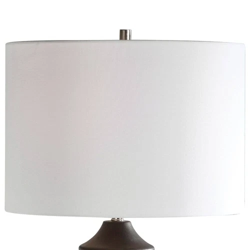 Modern Rustic Table Lamp 30" Tall Black Stain Wood White Shade for Living Room - Picture 6 of 8