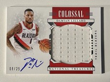 Damian Lillard 2019-20 Panini National Treasures #d 08/25 Colossal Jersey Auto