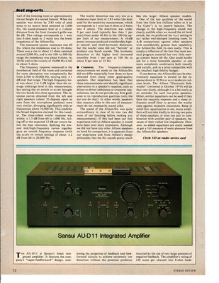 Vintage Sansui AU-D11 Integrated Amp Review - Stereo Review JUN-81