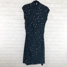 Worth Black & Off White Abstract Polka Dot Paint Splatter Dress Women's Size 10