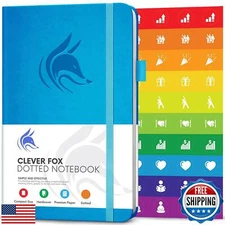 Clever Fox Dotted Notebook – Dot Grid Bullet Numbered Pages Hard Cover Notebo