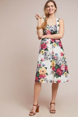 NWT ANTHROPOLOGIE AMELIA FLORAL PRINT MIDI DRESS 4