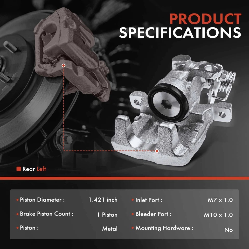Disc Brake Caliper for Volkswagen Golf 85-90 Jetta 85-88 Scirocco Rear Left LH - Image 2 of 4