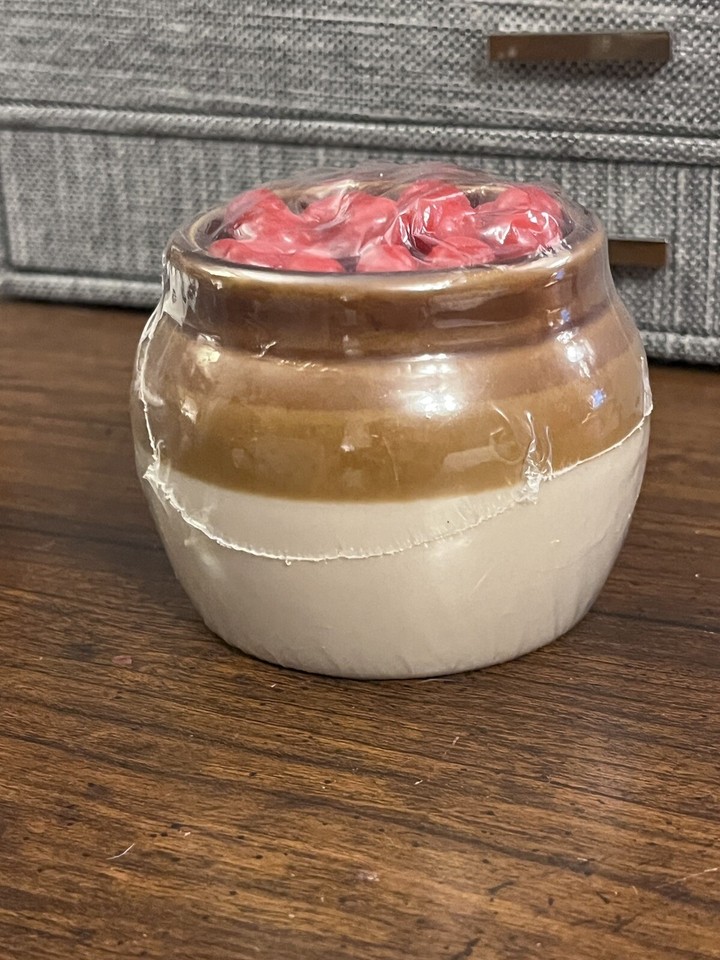 VTG SEALED Jack Smillie Boston Baked Beans Ceramic Bean Pot, Red