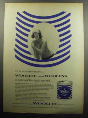 1957 Woolite Detergent Ad - It's in your own hands.. Woolite your ...