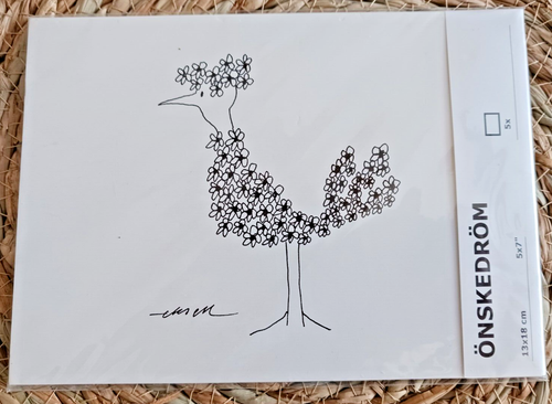 5 Pack IKEA Art Cards Onksedrom Birds Black & White 5" x 7" NEW in package
