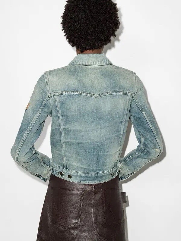 Giacca in denim YSL Saint laurent toppa di ancoraggio nuova con etichette taglia media UK 10