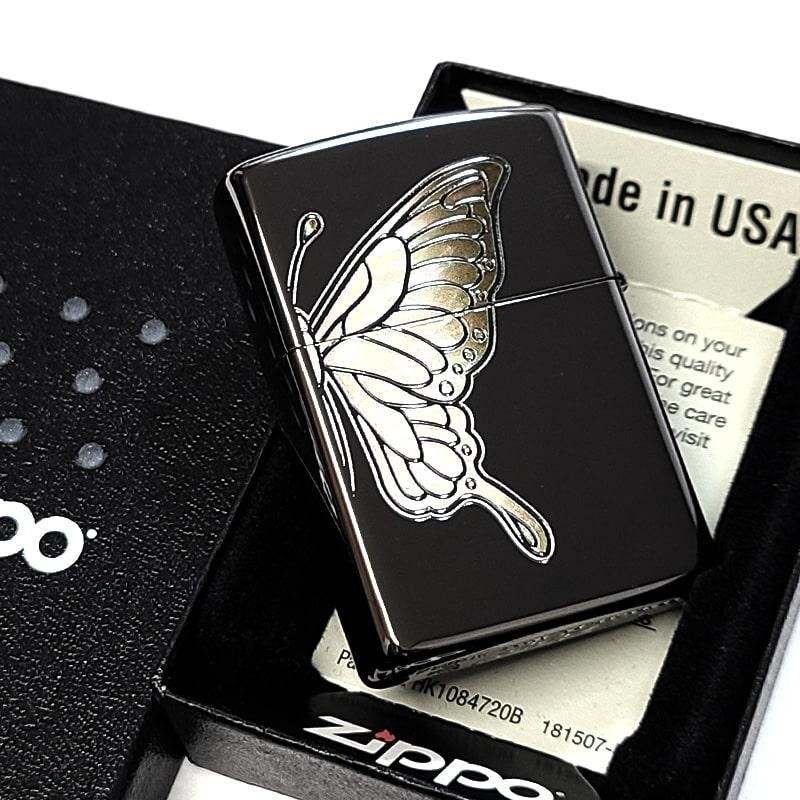 White butterfly shell＊Fully covered＊ZIPPO＊Made in U.S.A.
