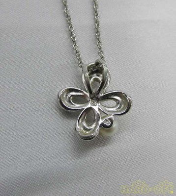 Tasaki Necklace Pearl Length 40cm Clover Logo mark Jewelry Pendant  
