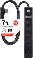 GE 6-Outlet Power Strip, 7 Ft Extension Cord, Flat Plug, Grounded, Integrated...