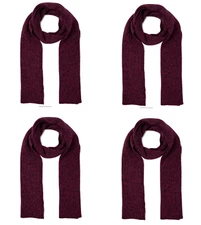 Lot of 4 knit winter scarf Color red Wine Combo warm soft 8” x 65” Free Shipping