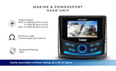 DS18 MRX150 Marine 3'' Gauge Hole Head Unit Color Screen Bluetooth USB AUX Stereo