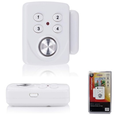 Smartwares SC33 Mini Alarm Tür Fensterkontakt mit Code Alarmanlage 100dB Alarm