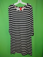 6226) NWOT TALBOTS medium M black stripe jersey knit dress straight fit new