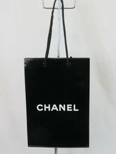 CHANEL BLACK GLOSS PAPER SHOPPING GIFT BAG FOR CLOTHES GIFTS ACCESSORIES
