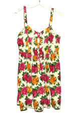 Urban Outfitters Kemchi Blue Cream w Red & Yellow Roses Cotton Sundress Size M 