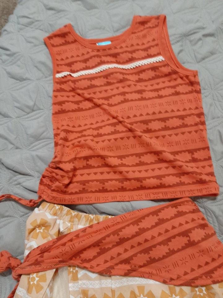 Niñas Vestido Moana Princesa Disfraz Dos Piezas Halloween Juegos con disfraces Vestido Tela Mat Foto 3 de 4