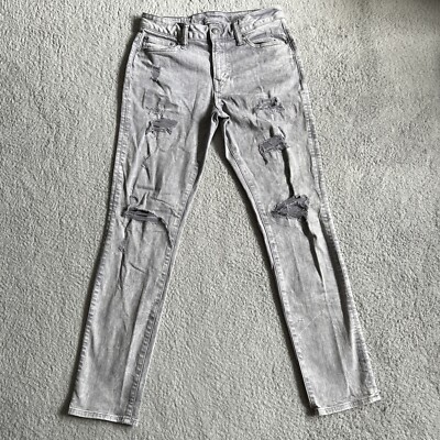 AMERICAN EAGLE Slim Jeans Mens 30x32 Distressed Faded Gray Denim
