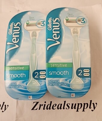 GILLETTE VENUS SENSITIVE SMOOTH 3 SKIN ELIXIR 1 RAZOR 2 CARTRIDGES Pack Of 2