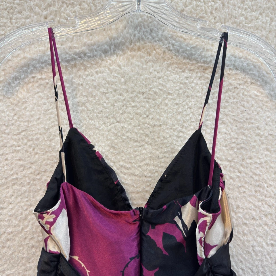 Vestido Y2K Vintage Burbuja 6 Mediano Púrpura Floral Satén Cóctel Babydoll Foto 4 de 4