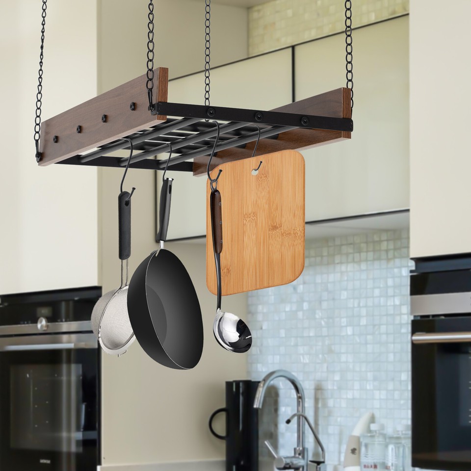 Kitchen Hanging Pot Pan Holder Hanger Iron Rack Cookware Organizer