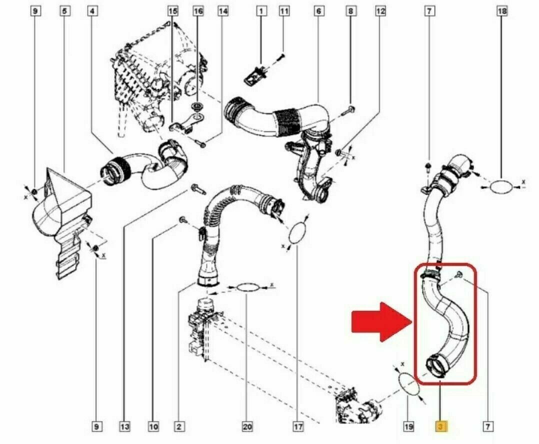 For Nissan NV300 Bus 1.6 dCi Turbo Hose Charge Air Hose 1446000Q2B