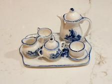 MIP Retro VTG Taiwan Set 9 Delft Blue Porcelain Windmill Teaset Tray Set