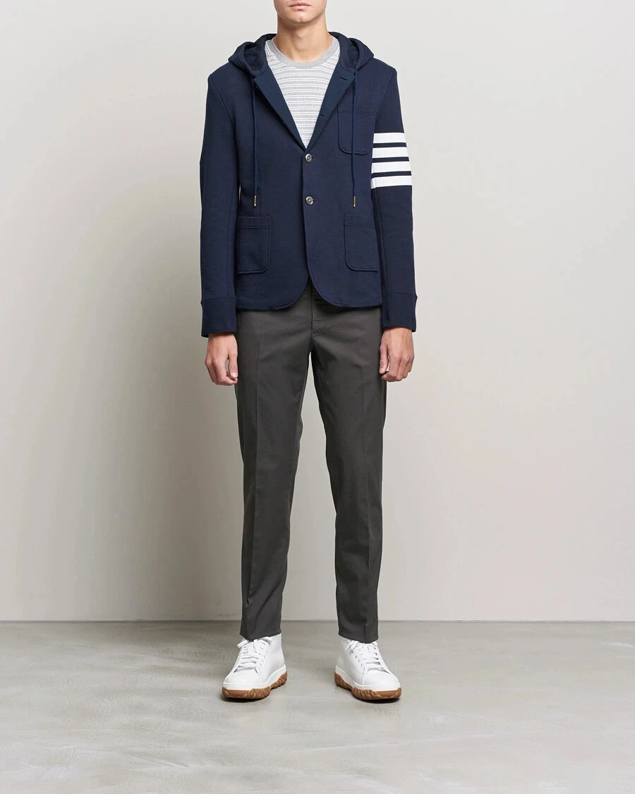 Giacca blazer Thom Browne 4 bar a righe preppy royal felpa con cappuccio sport slim fit