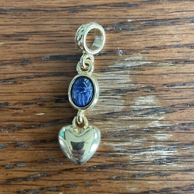 Nolan Miller Gold Tone Single Scarab And Heart Pendent 7252