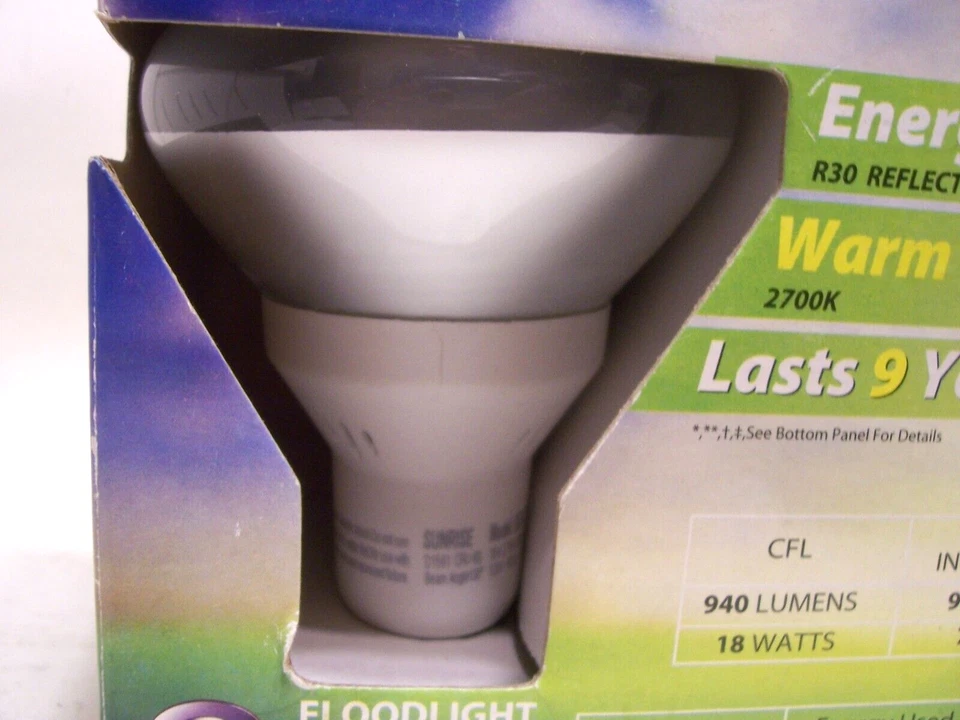 3 Floodlight Bulbs Power Energy Saver 18W Warm White 2700 K Bulb R30  940 Lumens - Image 4 of 4