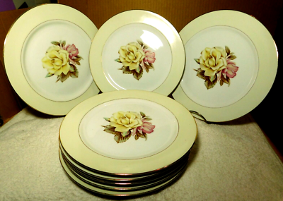 Narumi China~Occupied Japan #311B Yellow Rose 8Pc. Set 10 1/4