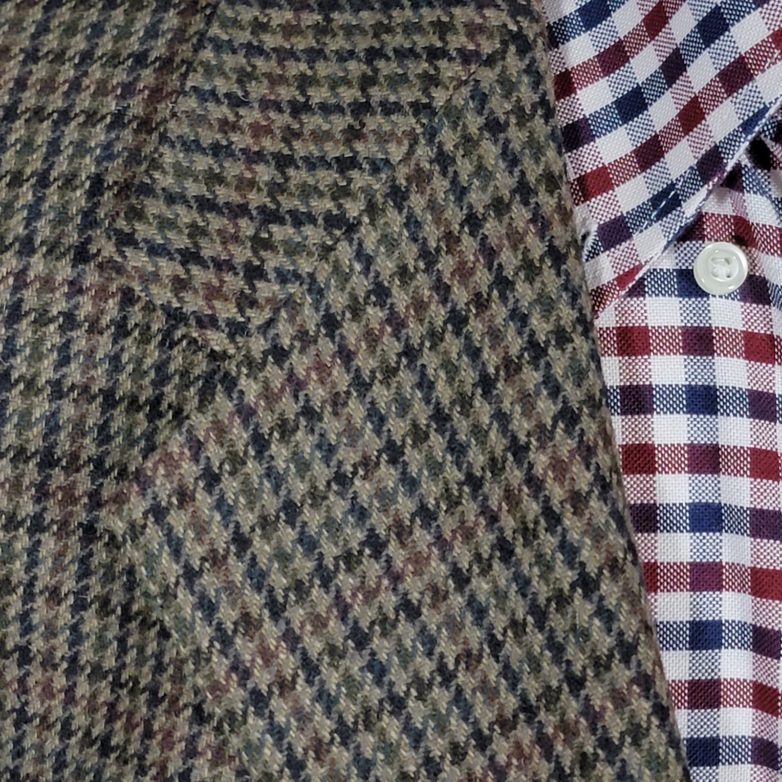 VTG Tommy Hilfiger Tweed Sport Coat Blazer Three Button Houndstooth Wool Sz 44R thumbnail 5