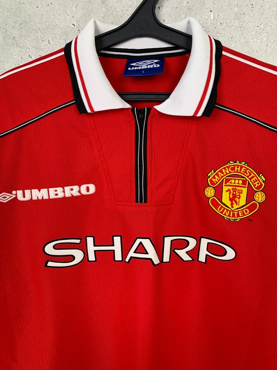 MANCHESTER UNITED 1998 1999 2000 HOME FOOTBALL SHIRT UMBRO JERSEY