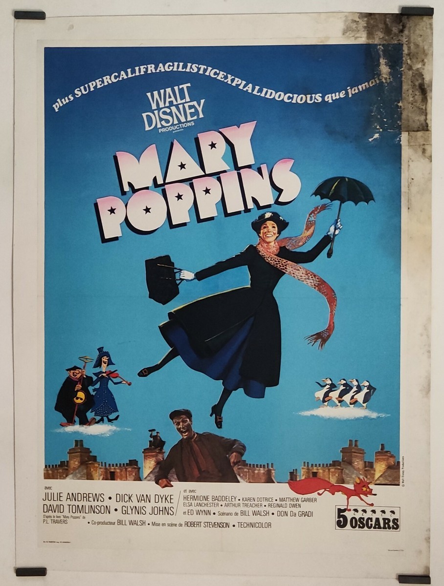 Mary Poppins 1964 Poster Original Cinema Drawing Animated | eBay