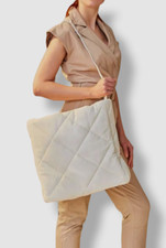 $525 Stand Studio Women White Assante Diamond Faux Leather Tote Bag Purse