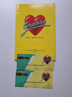 Grease Musical Düsseldorf Programmheft 1998 52 S. plus 2 Eintrittskarten 18.3.98