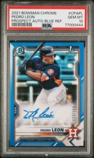 Pedro Leon 2021 Bowman Chrome 1st TRUE BLUE Refractor Auto /150 PSA 10 Gem Mint
