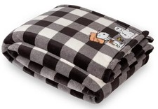 Peanuts Charlie Black  White Reversible Fleece Blanket Throw 50x70 NWT