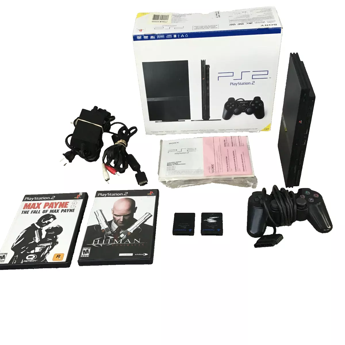 Sony Playstation 2 PS2 Slim Black Game System Console Bundle, SCPH