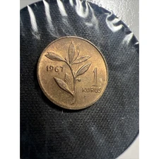 1967 Turkey - 1 Kurus Lower Mintage Turkey Coin Z2861