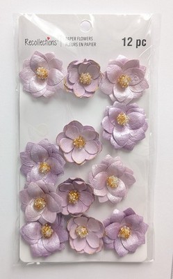 Purple & Gold Beaded Paper Flowers Scrapbooking Embellishments By Recollections