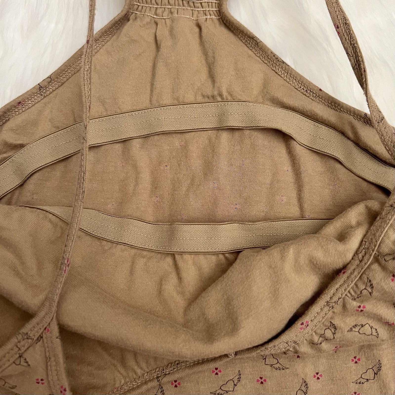 Arizona Jean Company Tan Tank Top with Flying Angel Hearts Pattern