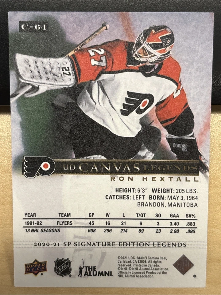 2020-21 20/21 SP Signature Edition Legends UD Canvas C-64 Ron Hextall Flyers - Image 2 of 2