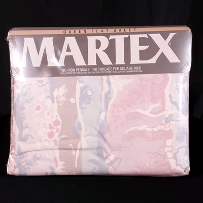 Vtg Martex AEGEAN II Queen Flat Sheet No Iron Percale 180 Thread Count 90x102