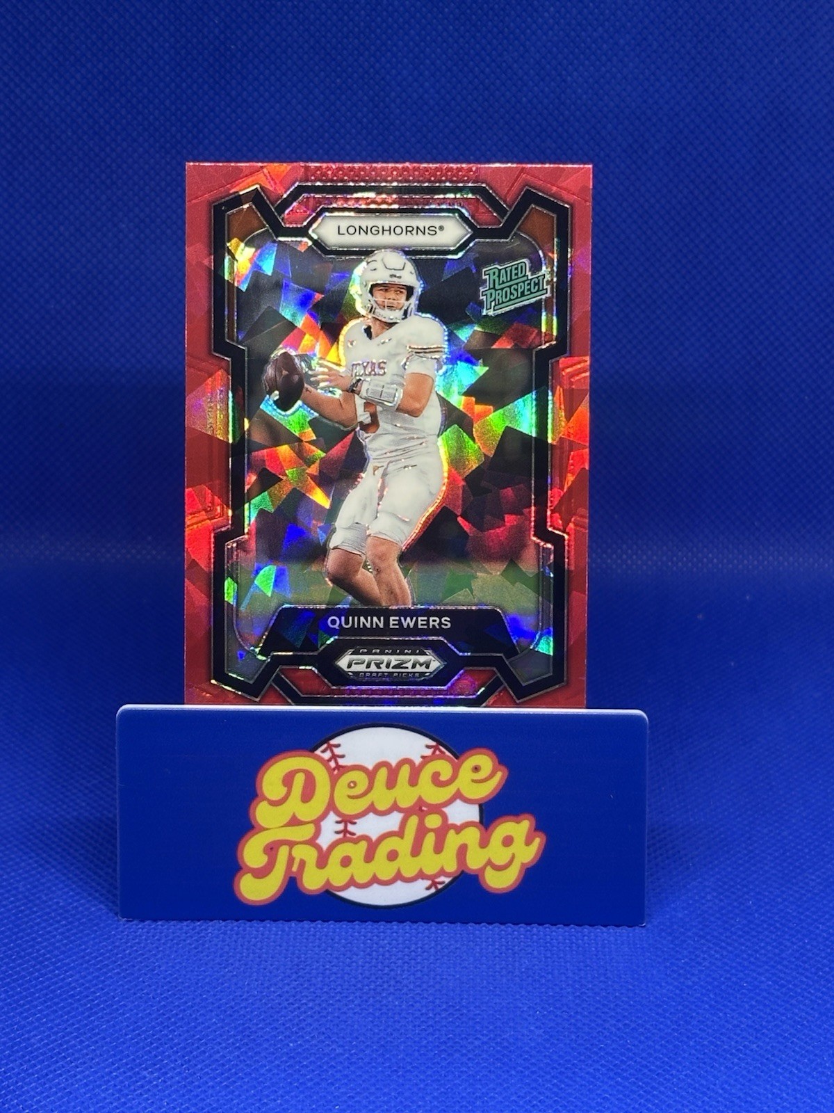 2024 Panini Prizm Draft Picks Rated Prospect Quinn Ewers #191 Red Ice Prizm (RC)